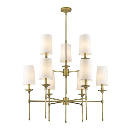 Z-Lite Emily 9 Light Chandelier, Rubbed Brass & Off White 3033-9RB